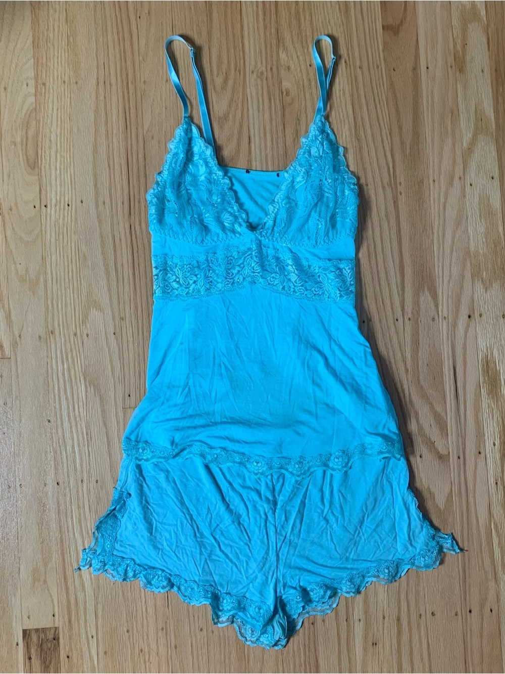 Blue Babydoll Sheer Lace with Bow Lingerie Set